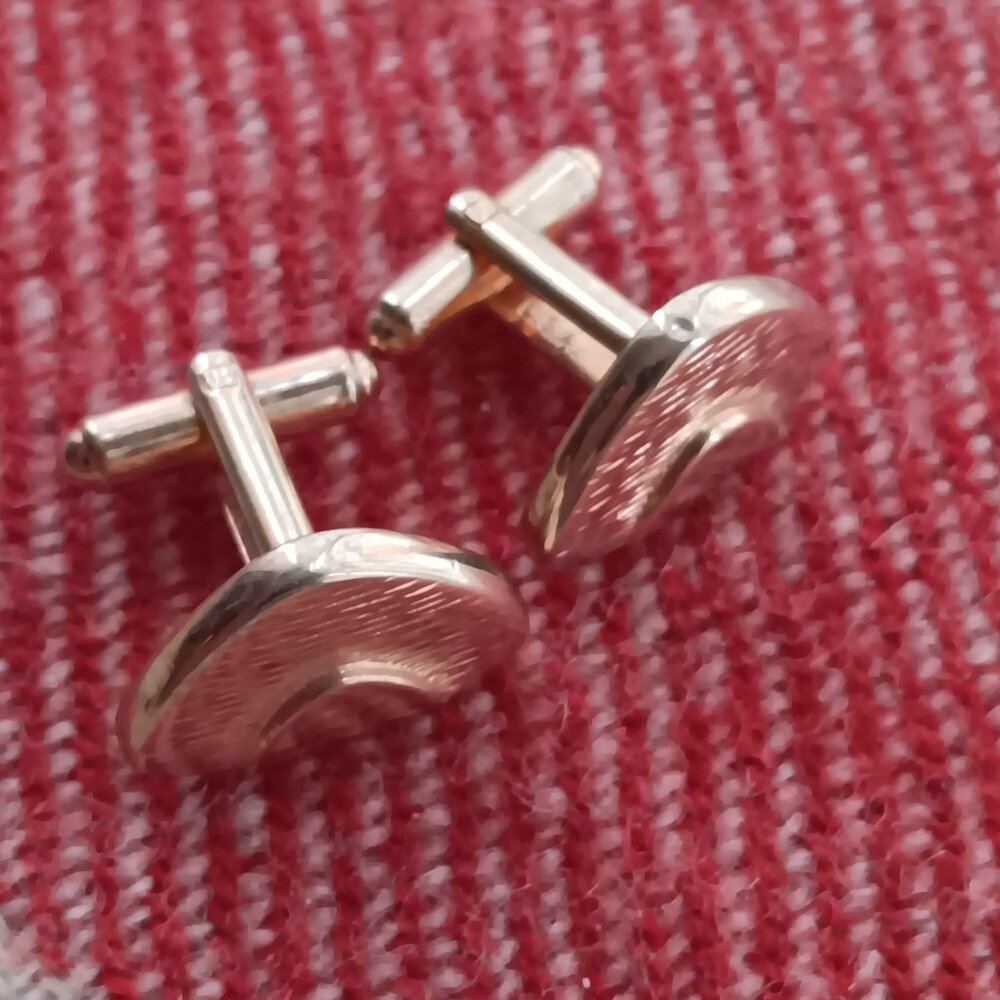 Vintage Estate Cufflinks Hickok MCM Gold Tone Metal Swirl Design Cufflinks Men
